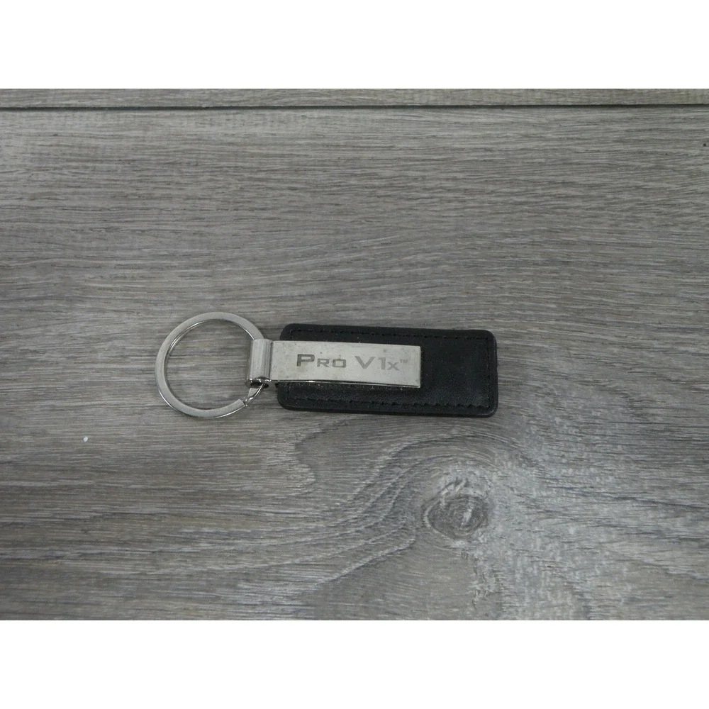 Titleist Pro V1x Golf Keychain Black Leather Metal Keyring Logo Accessory